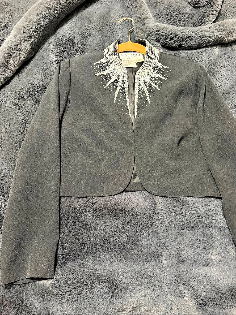 Vintage Daymor Couture Beaded Cropped Blazer in Black & White